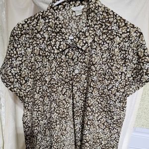 (2008) Christopher and Banks Top. Size XL, Brown floral